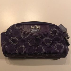 Purple coach monogram mini make up bag !